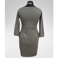 Szaro/brązowa elegancka sukienka z kieszeniami - Donna